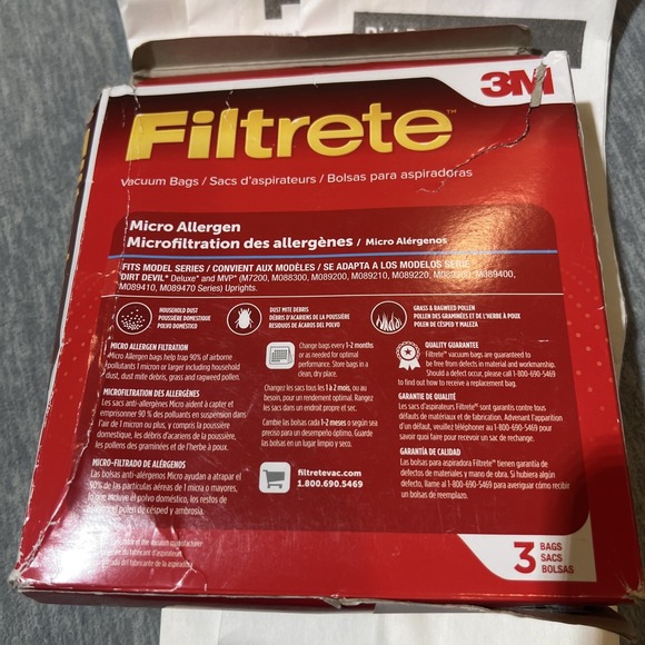 3M Filtrete Dirt Devil C Micro Allergen Vacuum Bags 3 Pk Dust Pollen Mites New - Picture 5 of 11